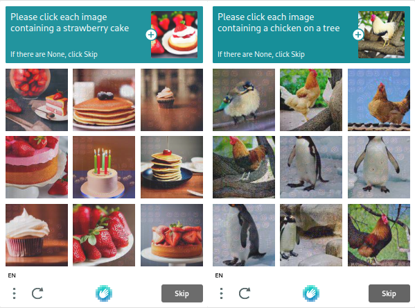 Examples of hCaptcha