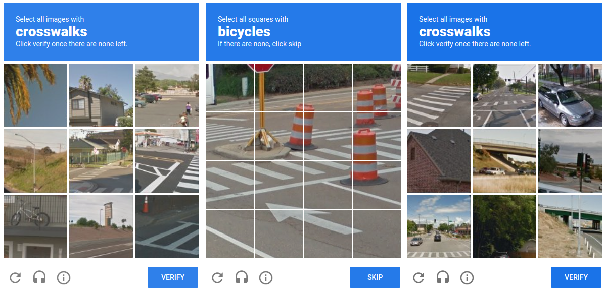 Examples of reCAPTCHA V3